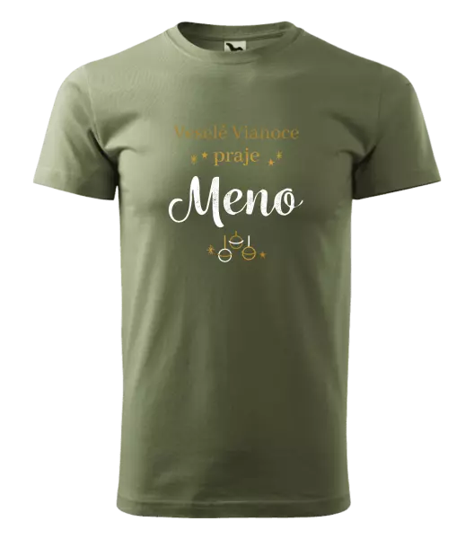 Pánske vianočné tričko Veselé Vianoce praje - zlaté ozdoby