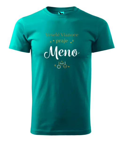 Pánske vianočné tričko Veselé Vianoce praje - zlaté ozdoby