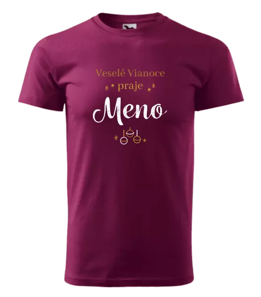 Pánske vianočné tričko Veselé Vianoce praje - zlaté ozdoby
