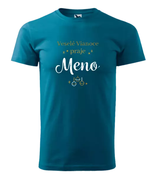 Pánske vianočné tričko Veselé Vianoce praje - zlaté ozdoby