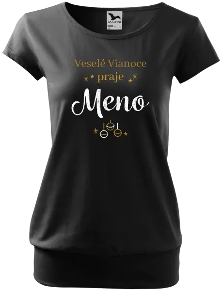 Vianočné tehotenské tričko Veselé Vianoce praje - zlaté ozdoby