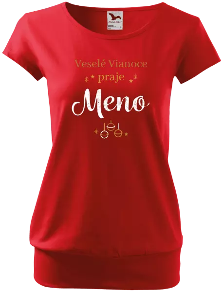 Vianočné tehotenské tričko Veselé Vianoce praje - zlaté ozdoby