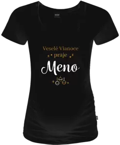 Vianočné tehotenské tričko Veselé Vianoce praje - zlaté ozdoby