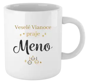 Vianočný hrnček Veselé Vianoce praje - zlaté ozdoby