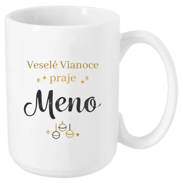 Vianočný hrnček Veselé Vianoce praje - zlaté ozdoby