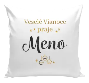 Vianočný vankúš Veselé Vianoce praje - zlaté ozdoby