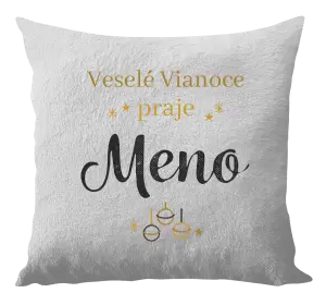 Vianočný vankúš Veselé Vianoce praje - zlaté ozdoby