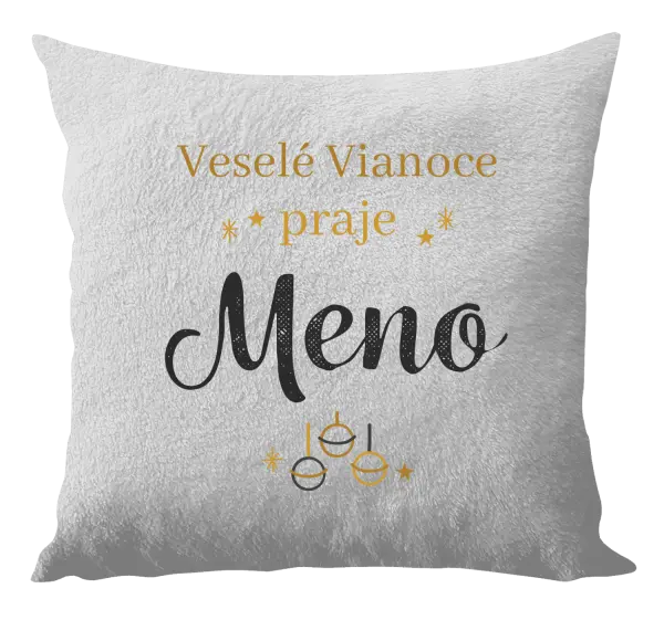 Vianočný vankúš Veselé Vianoce praje - zlaté ozdoby