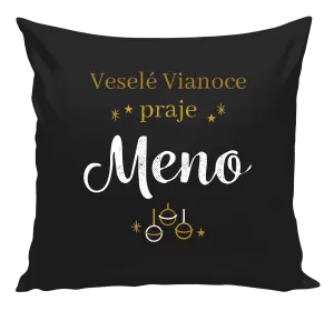 Vianočný vankúš Veselé Vianoce praje - zlaté ozdoby