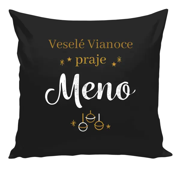 Vianočný vankúš Veselé Vianoce praje - zlaté ozdoby