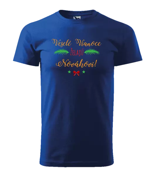 Pánske vianočné tričko Veselé Vianoce želajú... (priezvisko)