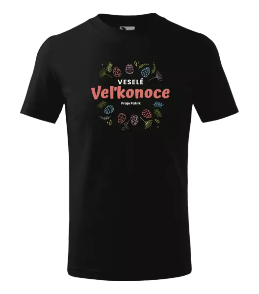 Detské veľkonočné tričko Veselú Veľkú Noc praje meno
