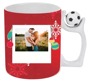 Vianočný hrnček Snehové vločky na červenom pozadí