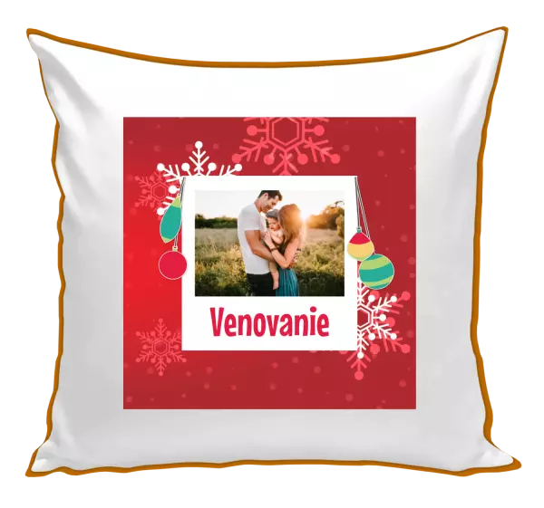 Vianočný vankúš Snehové vločky na červenom pozadí