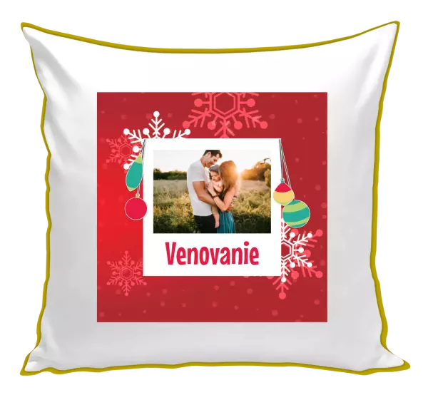 Vianočný vankúš Snehové vločky na červenom pozadí