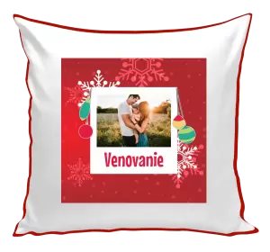 Vianočný vankúš Snehové vločky na červenom pozadí