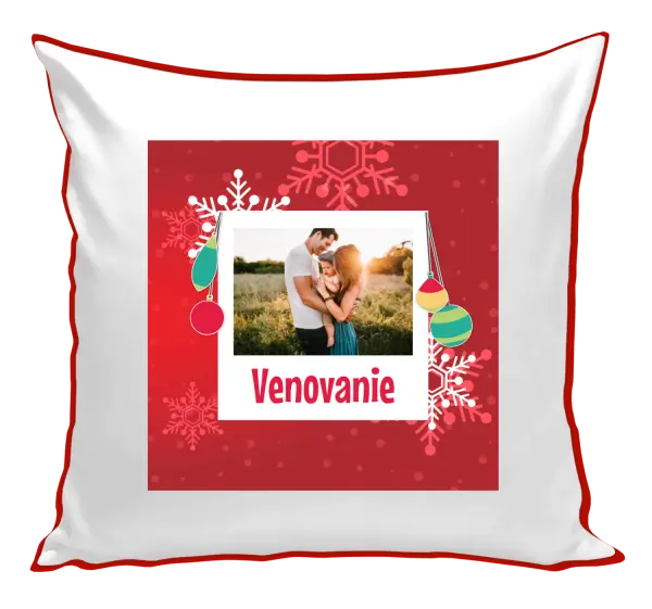Vianočný vankúš Snehové vločky na červenom pozadí