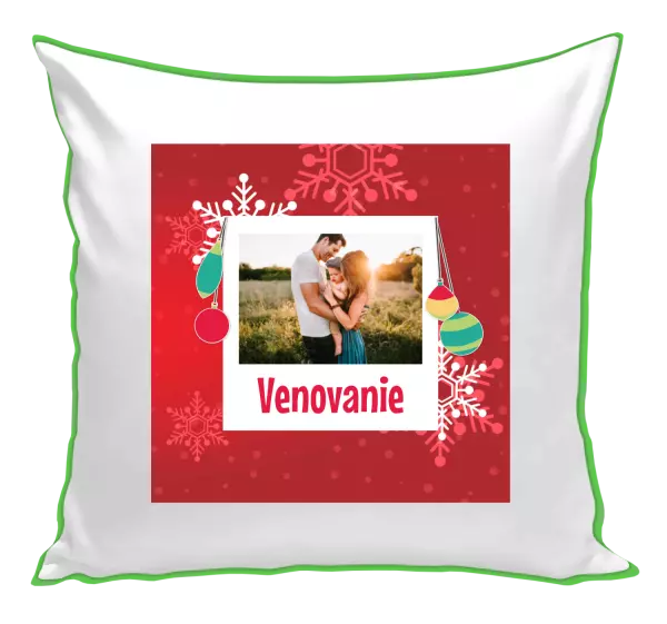 Vianočný vankúš Snehové vločky na červenom pozadí