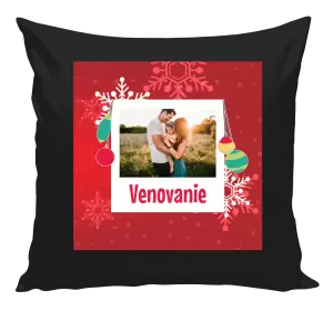 Vianočný vankúš Snehové vločky na červenom pozadí