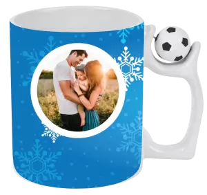 Vianočný hrnček Snehové vločky na modrom pozadí