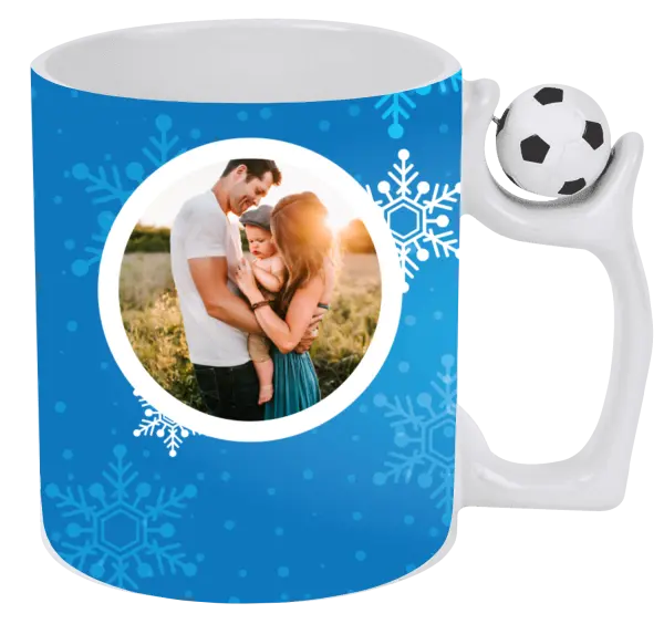 Vianočný hrnček Snehové vločky na modrom pozadí