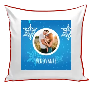 Vianočný vankúš Snehové vločky na modrom pozadí