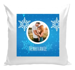 Vianočný vankúš Snehové vločky na modrom pozadí