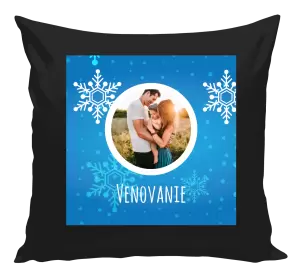 Vianočný vankúš Snehové vločky na modrom pozadí