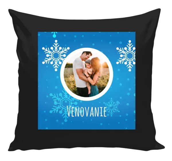 Vianočný vankúš Snehové vločky na modrom pozadí