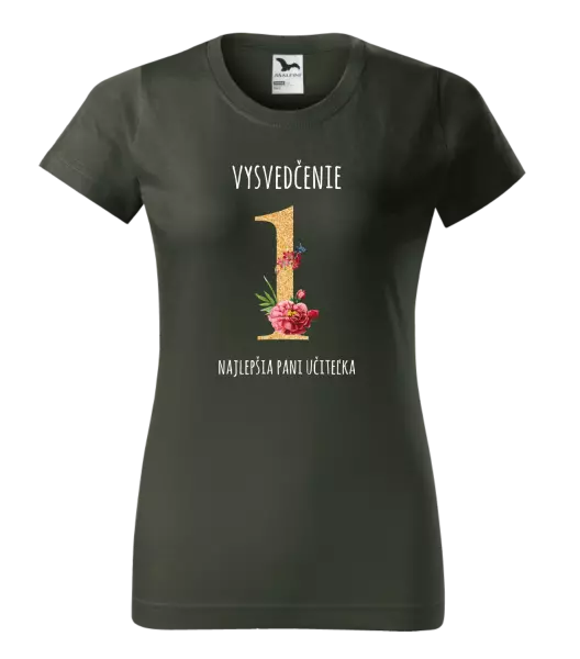 Dámske tričko Vysvedčenie - najlepšia pani učiteľka