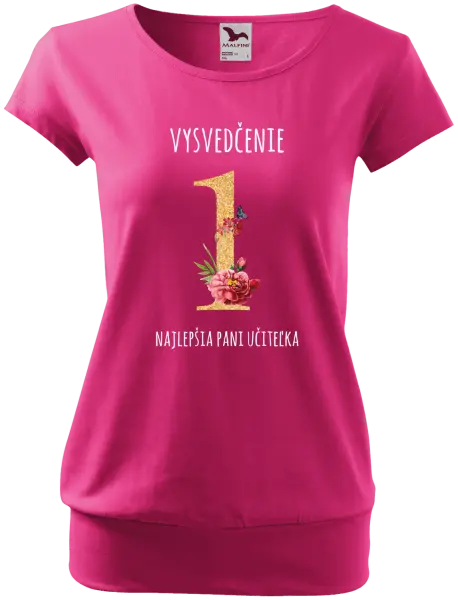 Dámske tričko Vysvedčenie - najlepšia pani učiteľka
