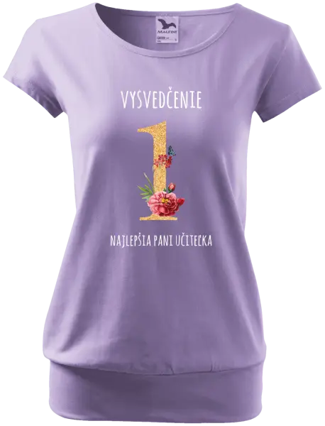 Dámske tričko Vysvedčenie - najlepšia pani učiteľka