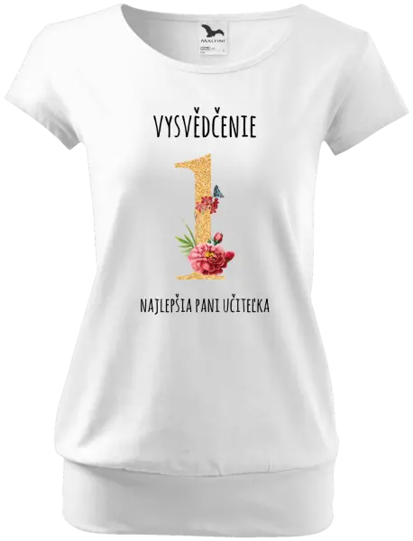 Dámske tričko Vysvedčenie - najlepšia pani učiteľka