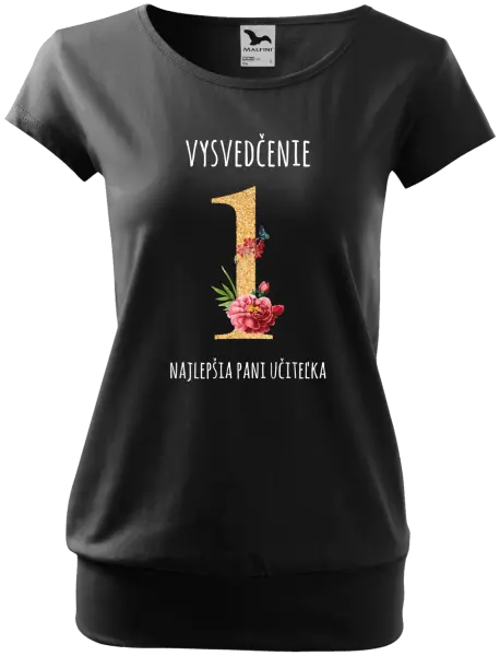 Dámske tričko Vysvedčenie - najlepšia pani učiteľka