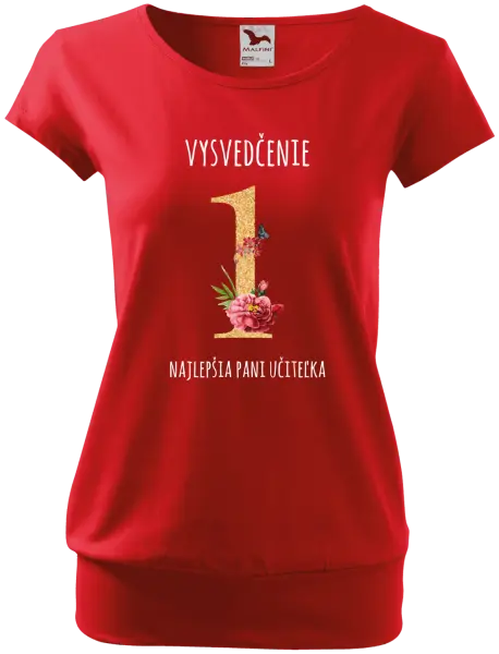 Dámske tričko Vysvedčenie - najlepšia pani učiteľka