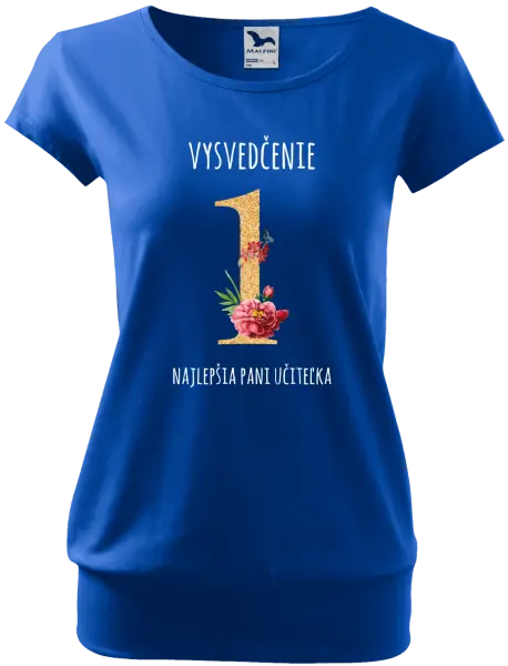 Dámske tričko Vysvedčenie - najlepšia pani učiteľka