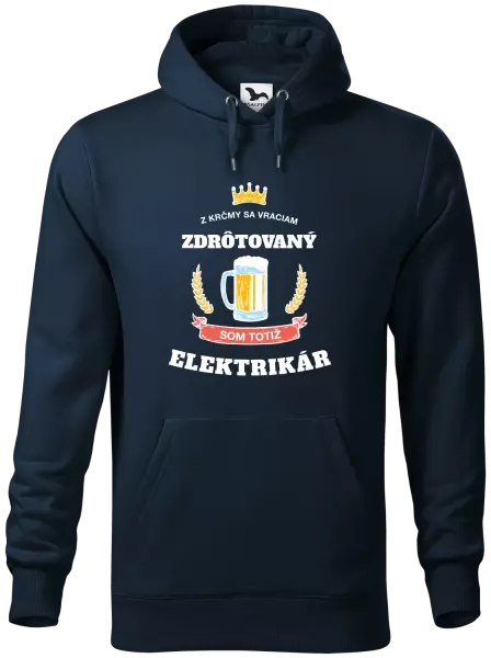 Pánska mikina Z krčmy sa vraciam - Elektrikár