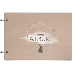 Drevený album so sponami Zajac v zlatom šesťuholníku