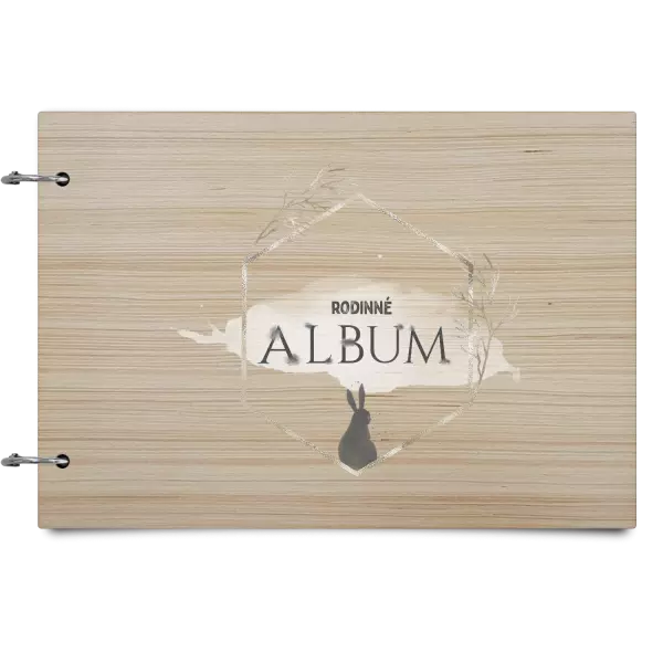 Drevený album so sponami Zajac v zlatom šesťuholníku