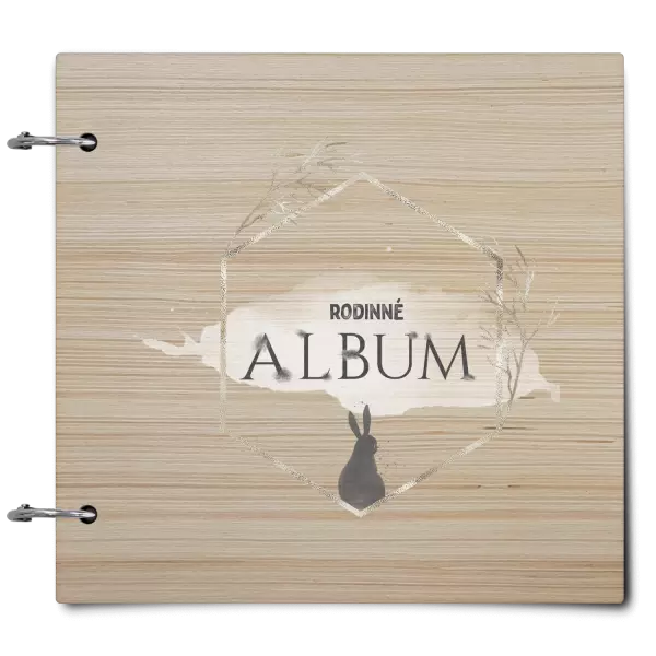 Drevený album so sponami Zajac v zlatom šesťuholníku