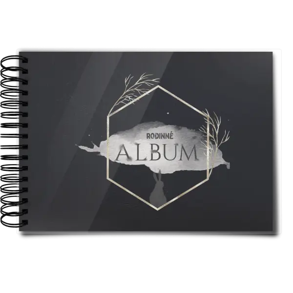 Plexi album s krúžkovou väzbou Zajac v zlatom šesťuholníku
