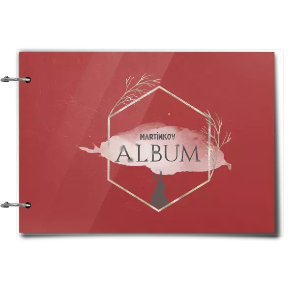 Plexi album sa sponami Zajac v zlatom šesťuholníku s menom