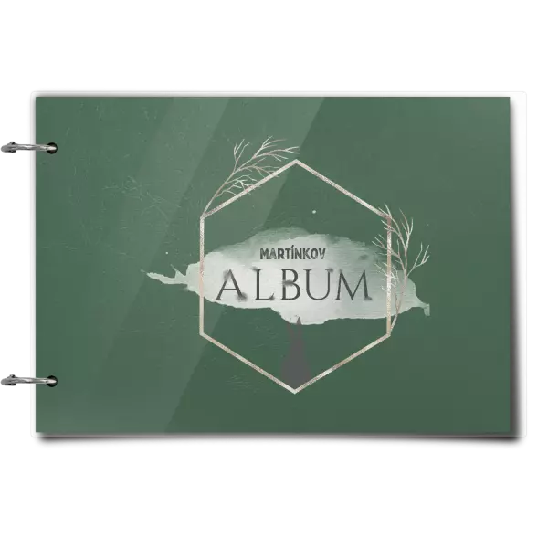Plexi album sa sponami Zajac v zlatom šesťuholníku s menom