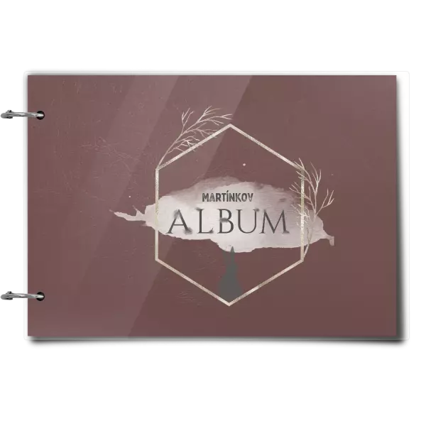 Plexi album sa sponami Zajac v zlatom šesťuholníku s menom