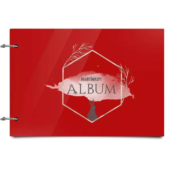Plexi album sa sponami Zajac v zlatom šesťuholníku s menom