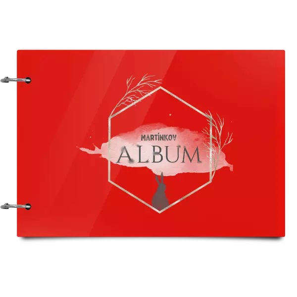 Plexi album sa sponami Zajac v zlatom šesťuholníku s menom