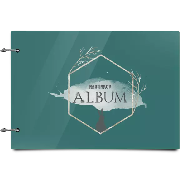 Plexi album sa sponami Zajac v zlatom šesťuholníku s menom