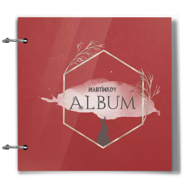 Plexi album sa sponami Zajac v zlatom šesťuholníku s menom