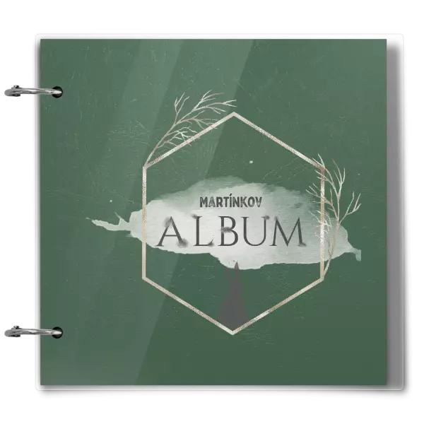 Plexi album sa sponami Zajac v zlatom šesťuholníku s menom
