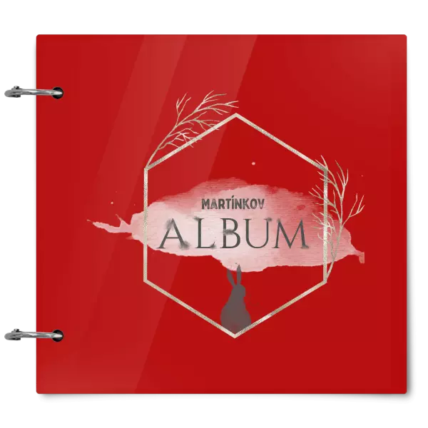 Plexi album sa sponami Zajac v zlatom šesťuholníku s menom